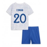 Frankrig Kingsley Coman #20 Udebane Trøje Børn VM 2022 Kortærmet (+ Korte bukser)